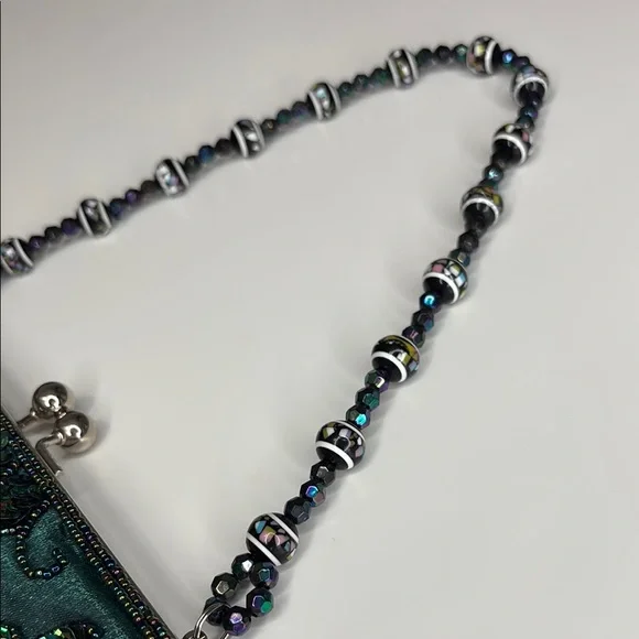 Bisou Bisou by Michele Bohbot Beaded Turquoise Clutch with sequin butterfly - Picture 5 of 8